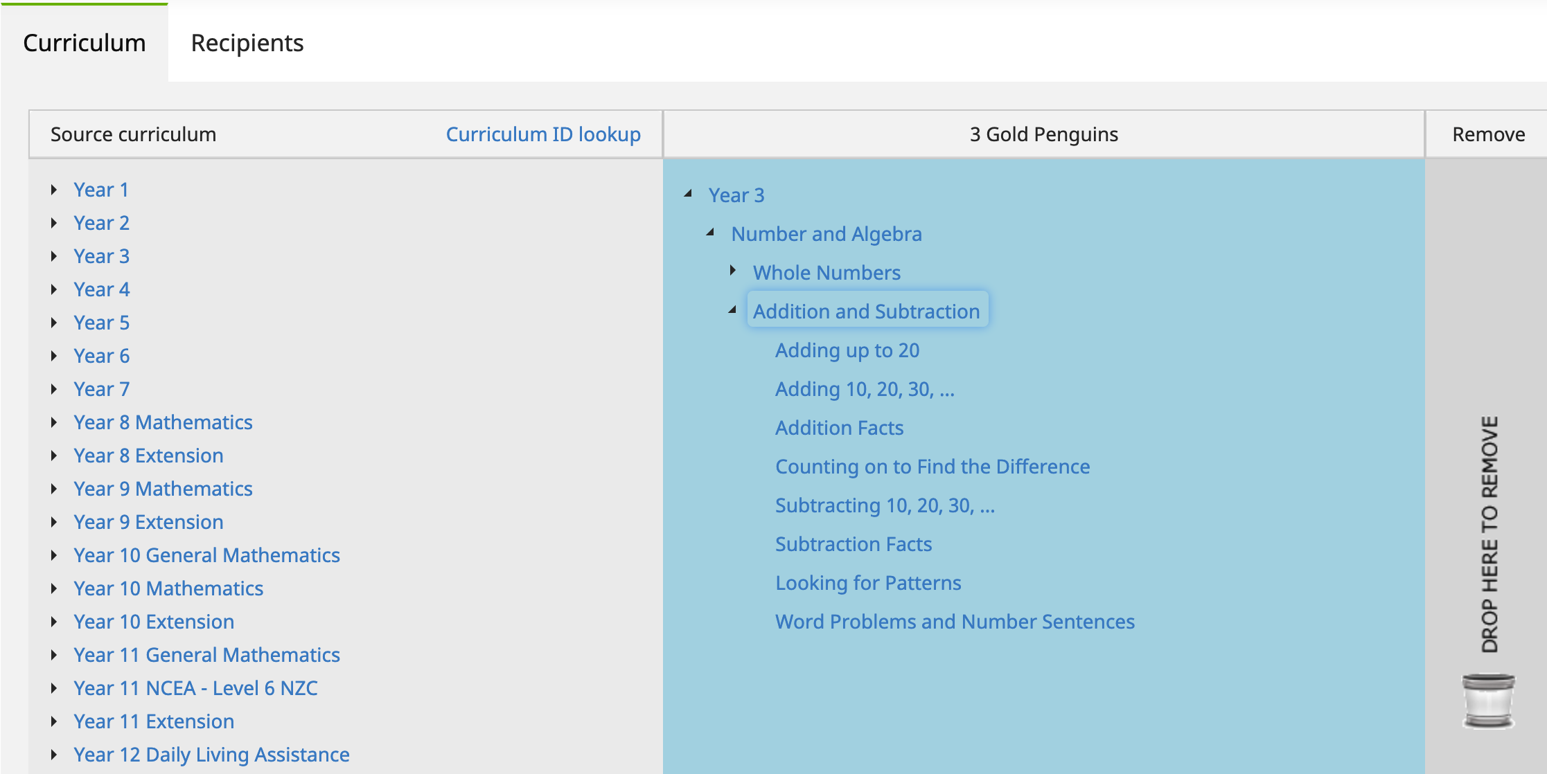 Selecting the course