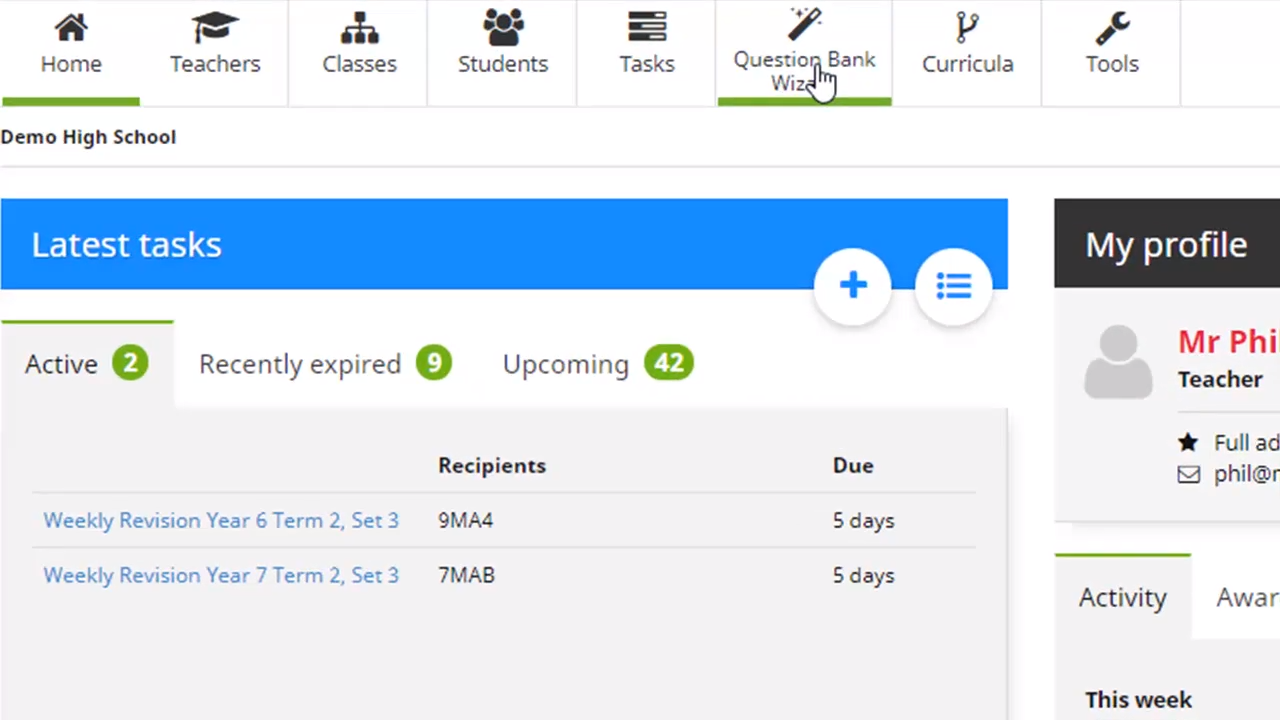Selecting the Question Bank