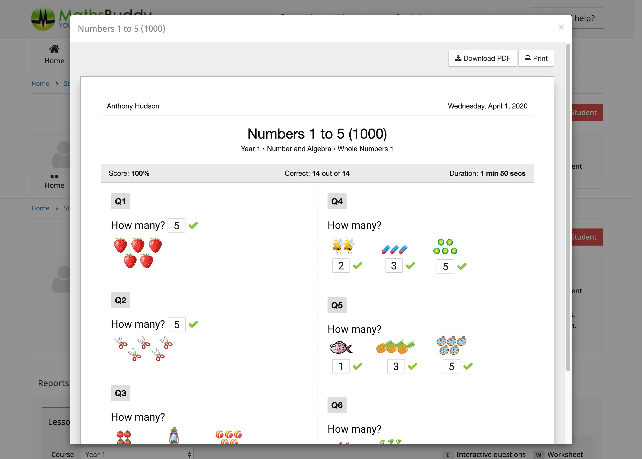 Student detailed report
