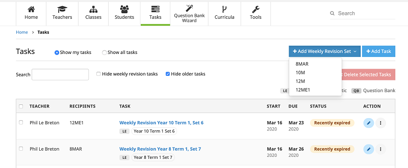 Weekly revision set
